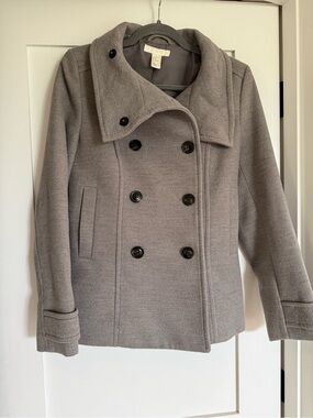 H&M Gray Double-Breasted Peacoat